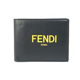 Fendi logo Wallet Folded wallet Black x Yellow Black