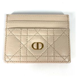 CHRISTIAN DIOR Cannage Business Card Holder Pass Case Card Case Beige Beige