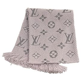 LOUIS VUITTON Bufanda Mania, Gris, Seda y Lana, Unisex Castaño
