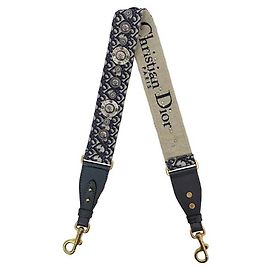 Christian Dior Shoulder Strap Navy Beige Trotter Canvas Leather Studs Coin Women's Navy blue