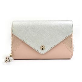 Portafoglio a spalla Tory Burch in pelle argento x rosa da donna Rosa