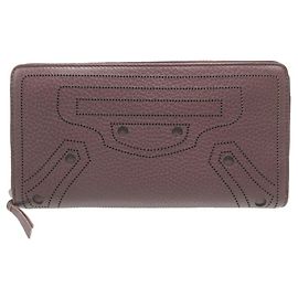 Portafoglio lungo rotondo in pelle nera Balenciaga Marrone