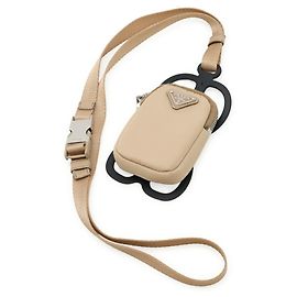 PRADA Custodia per smartphone con tracolla, in gomma e nylon, beige, Beige
