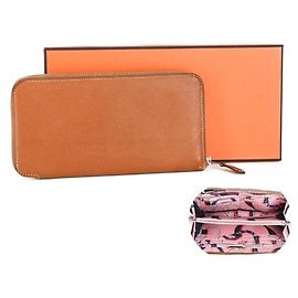 Hermès HERMES Azap Long Cartera de Seda, Seda Epsom, Oro y Rosa, Mujer Rosa