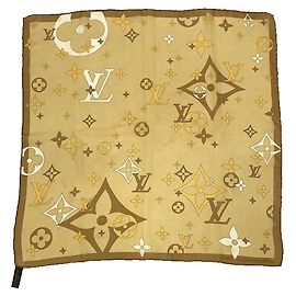 Bufanda de chifón de seda Monogram Louis Vuitton Amarillo