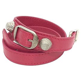 Bracelet Géant en Cuir Rose Pâle x Argent de BALENCIAGA Rose