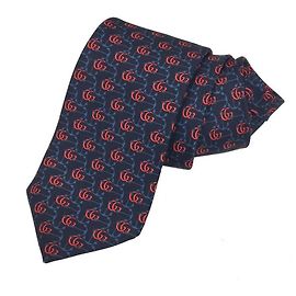 Corbata de seda azul marino con patrón de ancla GG de GUCCI para hombres Azul marino