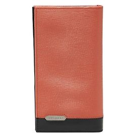 Bulgari Bvlgari Octo Long Wallet in Orange and Black Leather for Men Black