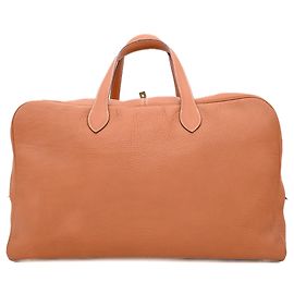 Hermès HERMES Victoria Boston/Borsa da Viaggio per Uomini e Donne, Pelle Taurillon Clémence, Marrone Dorato, #E Marrone