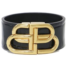 BRACCIALE/BRACCIALETTO IN PELLE EMBOSSATA BALENCIAGA BB IN NERO E ORO PER DONNE, Nero