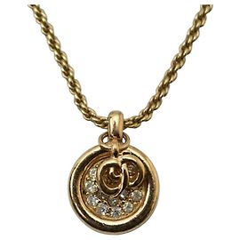 Collana Christian Dior con strass rotondi in oro D'oro