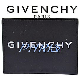 Givenchy GIVENCHY card case black x white blue leather pass business holder women's men's Black