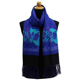 Versace Cachecol de seda e lã com padrão Medusa azul | Feminino Azul