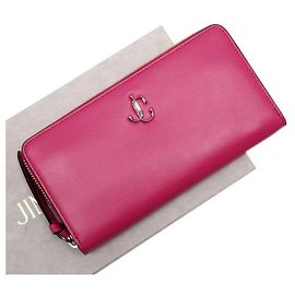 Monedero Redondo Jimmy Choo Rosa Plata Cuero Rosa