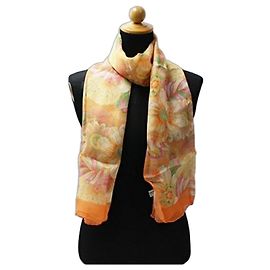 Bufanda rectangular de seda sin usar Salvatore Ferragamo naranja para mujer Naranja