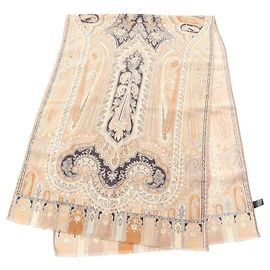 Sciarpa ETRO, Lana e Seta, Donna, Beige/Multicolore Multicolore