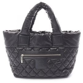 CHANEL Borsa Tote Piccola Coco Cocoon, Nylon e Pelle, Donna, Nero/Bordeaux Nero