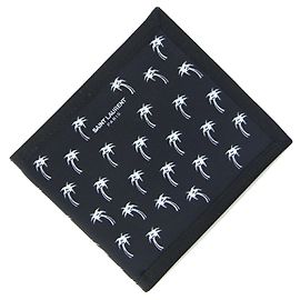 Saint Laurent fold Wallet Black Nylon Compact Palm Tree Design Men's SAINT LAURENT Black
