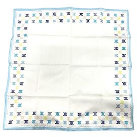 Céline Foulard in cotone multicolore con logo Triomphe di CELINE per donne Blu
