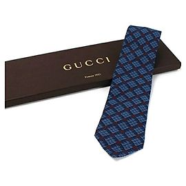 Gucci Rayon Necktie, Unused, GG Pattern, GUCCI , Men's, Slim Fit Blue