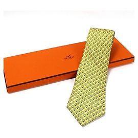 Hermès Corbata de seda HERMES para hombres Verde