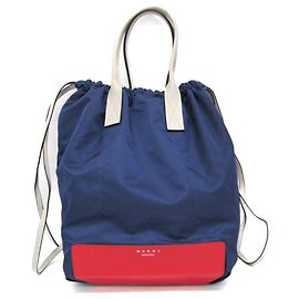 Marni Drawstring Bag Men,Women Nylon,Leather Backpack,Tote Bag Navy,white,Red Color Red
