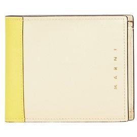 Carteira bifold bicolor Marni em couro bege e amarelo para mulheres MARNI Amarelo
