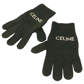 Céline Luvas de lã bordadas com o logo CELINE para homens em caqui Branco