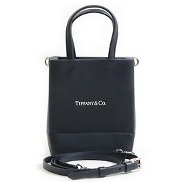 Tiffany & Co. Mini Tote Shoulder Bag, Leather, Black, Women's, Black