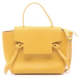 Céline Bolsa de cinto NANO Celine, em couro, feminina, amarela. Amarelo