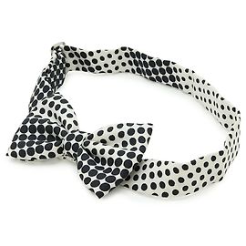 Hermès HERMES Bow Tie, Polka Dot Pattern, % Silk, White, Black Black