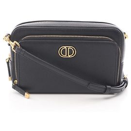 Christian Dior Dior Caro double pouch shoulder bag, leather, women's, black Black