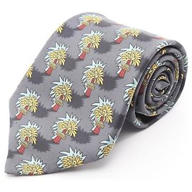 Corbata de seda Hermès para mujeres, gris, multicolor Castaño