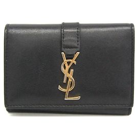 Saint Laurent Women's Leather Key Case Black Black