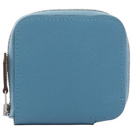 Hermes Hermès Azap Compact Mini Silkin Blue Noir Wallet/Coin Case, Epsom Leather, Women's, Blue