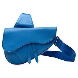 Borsa Maxi Saddle Dior in pelle blu da uomo Blu