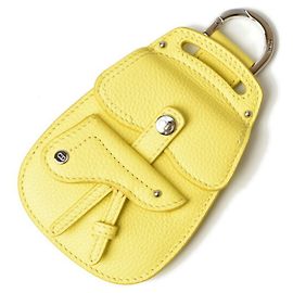 Monedero de tarjeta Christian Dior Motivo Saddle Amarillo Amarillo