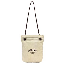 Hermès Bolsa de ombro Aline PM em lona de algodão Hermes Marrom