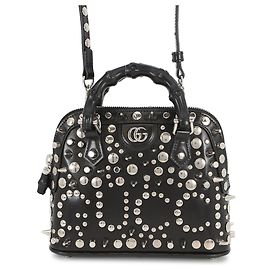 Mini borsa Gucci Diana Bamboo Studs, pelle e metallo, Borsa a spalla GUCCI, nera, Borsa per donne, Nero