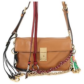 Prada Soft Sound Charm Small Leather Shoulder Bag Handbag Brown