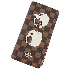 Carteira Longa Brazza em Canvas Damier da Louis Vuitton, Colaboração Pharrell Williams/NIGO Marrom