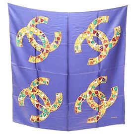 Sciarpa/Scaldacollo Coco Mark CHANEL, Seta, Donna, Blu Navy, Multicolore Multicolore