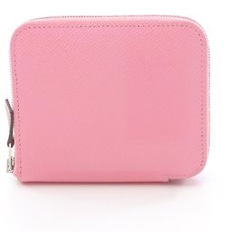 Billetera redonda compacta Azap Hermès, cuero Epsom, mujer, rosa Rosa