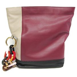 Marni Women's Leather Clutch Bag Beige,Black,Bordeaux,Multi-color Black