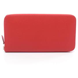 Portefeuille long rond Hermès Azap, cuir, Epsom, femme, rouge Rouge
