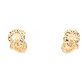 Orecchini Christian Dior, placcati in oro, con strass, da donna e trasparenti D'oro