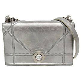 Borsa a Spalla Diorama in Pelle Christian Dior per Donna, Borsa a Spalla Argento Argento