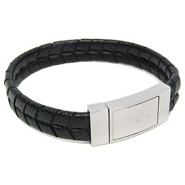 Pulseira de couro Saffiano preta Prada Preto