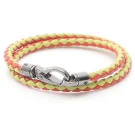 Tod's Bracciale in acciaio inossidabile e pelle per donne in argento, verde, rosso Verde