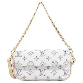 Bolso de cadena Louis Vuitton en tweed Monogram Multicolore Ivy Blanco